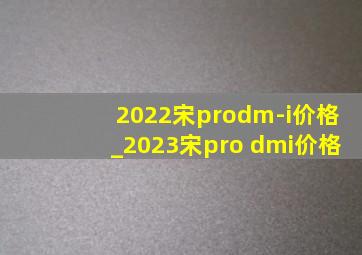 2022宋prodm-i价格_2023宋pro dmi价格